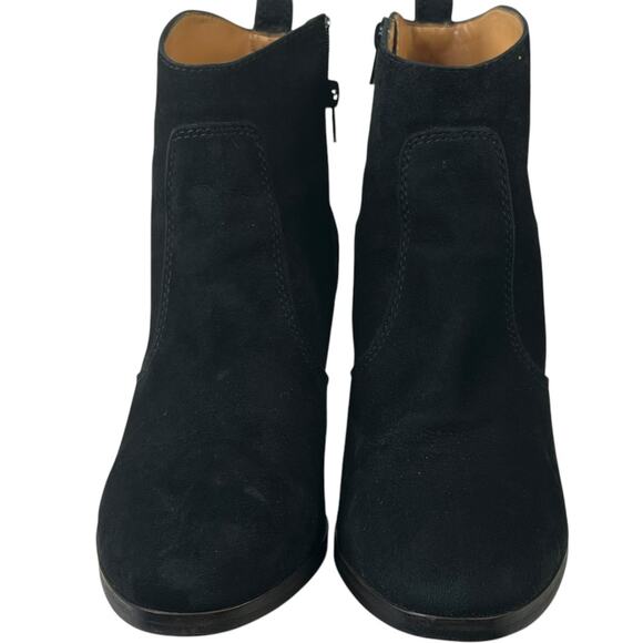 J. Crew Women’s Quinn Black Suede Ankle Boots Size 7 Block Heel Side Zip Booties - Picture 2 of 13
